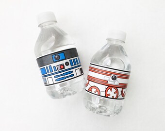 Star Battles. Droid Water Bottle Labels. DIGITAL DOWNLOAD. DiY Printable Design. Pinkadot Shop