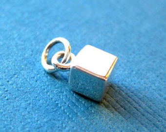 Sterling Silver Cube 3D Stamping Charm
