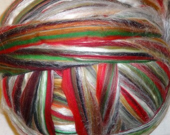 Roving Merino Wool Tussah Silk Roving Fiber for Spinning and Felting - Multi-Color - Autumn - 8oz