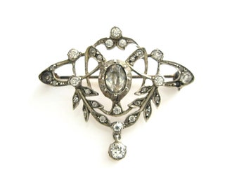 ART NOUVEAU Brooch Rock Crystal Silver | Jugendstil Jewelry | Antique Floral Brooch | 1910 Germany Jewelry