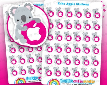 36 Cute Koko the Koala Apple/ApplePay/iTunes Planner Stickers, Filofax, Erin Condren, Happy Planner, Kawaii, Cute Sticker, UK