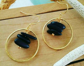 GP Black seaglass hoops