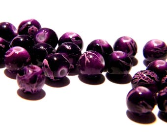 Pearl 6 mm - purple - 30 beads "tréfilées" - acrylic-PG130