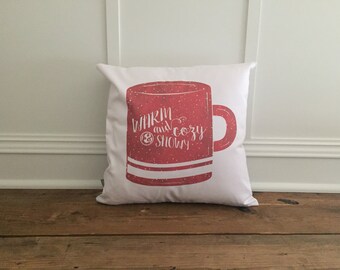 Red warm and Cozy Mug Pillow Cover