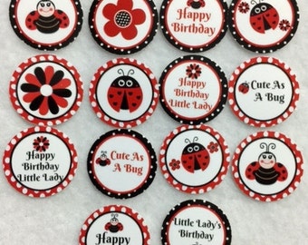 Set of 50/100/150/200 Personalized Ladybug Little Lady Birthday Party 1 Inch Confetti Circles