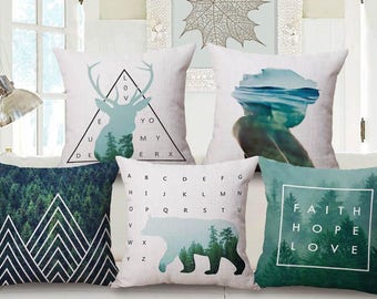 Green NORDIC style decoration pillow cover made of cotton and linen