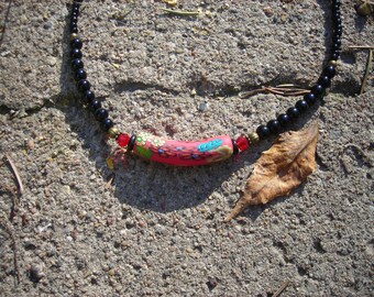 Black and red polymer choker