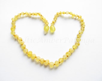 Baltic Amber Teething Necklace, Raw Unpolished Lemon Color Beads