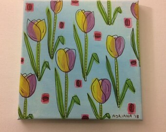 canvas original painting tulips
