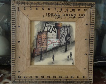 Collage / mixed media / "Urban" original artwork: watercolor / Collage / charcoal / city / Vintage / Retro