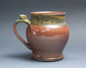 Pottery beer mug ceramic mug, extra large stoneware stein, iron red 24 oz 4318