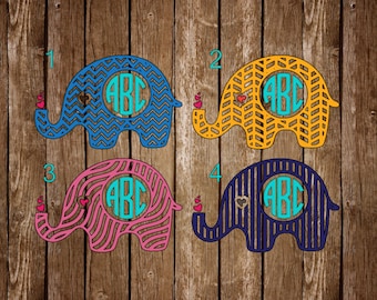 Chevron Elephant Monogram Decal - Elephant Yeti Monogram Decal - Monogram Car Decal - Monogram Cup Decal - Elephant Monogram Car Decal