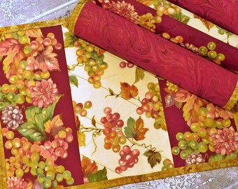 Quilted Placemats - Modern Placemats - Spring Placemats - Table Decor - Reversible Placemats - Set of 4 - Table Mats - Fabric Placemats