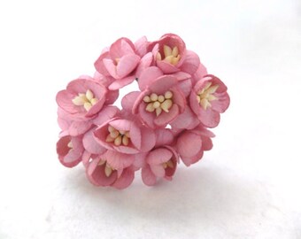 10 1" paper dusty rose paper cherry blossom - paper flowers