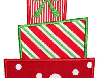 Triple Stacked Presents Machine Embroidery Applique Design
