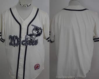 Walt Disney World Mickey Mouse Mickees Embroidered Button-Down Baseball Jersey Size Medium
