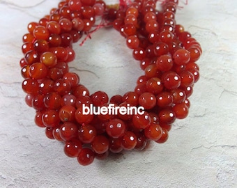 38 pcs 10mm facetd Carnelion round beads