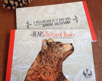BEARS Postcard Book // contains 12 illustrated cards