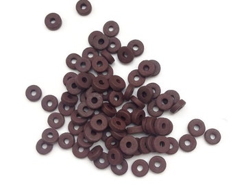 15% OFF 30 pcs Brown Round Washer, Greek Ceramic Beads, Disc Ceramic Beads, Spacer Disc - 6mm C 10 413