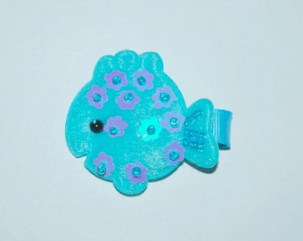 Turquoise Blue Goldfish No Slip Hair Clip - Buy 3 Items, Get 1 Free
