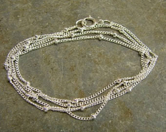 Sterling Silver Satelite Chain - 16 Inch With Clasp - One Piece - s16p