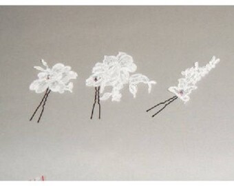 White flower bridal hair stick