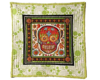 Sugar Skull Quilt, Mexican Quilt, Day of the Dead Decor, Mexican Folk Art, Sugar Skull Decor, Mexican Decor, Sugar Skull Fabric, Sugar Skull