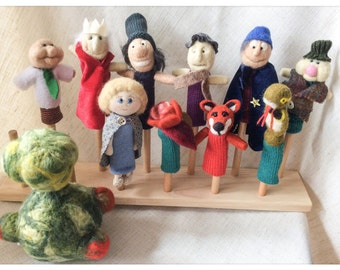 Little boy in the clouds - knitted finger puppets and wool / felted wool little boy in the clouds - a finger puppet