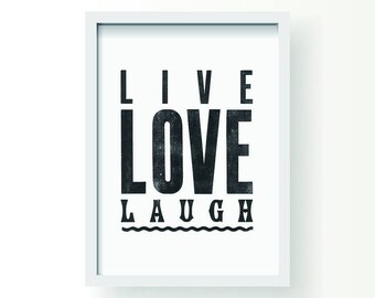Live love laugh A3 letterpress print