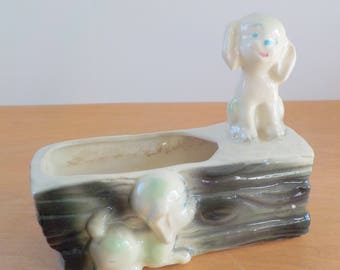 Vintage Puppy Planter • Vintage USA Rectangular Animal Vase • Whimsical Character Planter USA