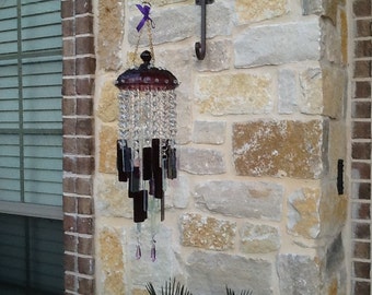 Shades of Purple, Vintage top, hand cut glass, glass beads