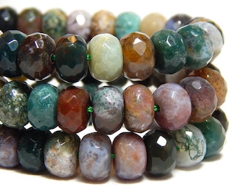 8x5mm Fancy Jasper Faceted Gemstone Beads, Faceted Rondelles, Fancy Jasper Rondelles, Gemstone Rondelles, Faceted Fancy Jasper, B-32D