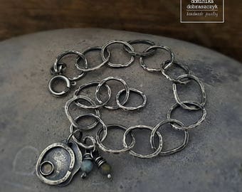 Raw chain bracelet, raw sterling silver bracelet, raw silver bracelet, oxidized sterling silver, artisan bracelet, minimalist