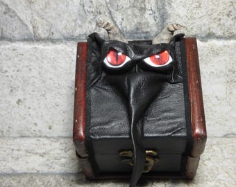 Desk Organizer Trinket Dice Mimic Dice Box Small Storage Treasure Chest Stash Black Leather Gamer MTG Card Box 266