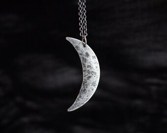 large crescent moon necklace, crescent moon silver necklace, moon long necklace, crescent moon sterling necklace, crescent moon jewelry