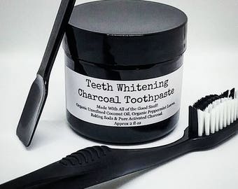 Teeth Whitening Charcoal Toothpaste (Vegan) No Chemicals, No Preservatives & No Fluoride! WARNING! You will taste a HINT of Baking Soda!