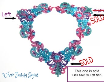 One Piece Hand Dyed Venise Lace Collar Applique Victorian Embellishment,Crazy Quilts, Clothes,Pillows,Hand Bags,Scrap-booking,Sewing, VLA115