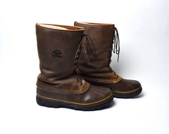 Sorel Leather All Weather Boots with Natural Rubber Sole, Made in Canada, Men's Size 12