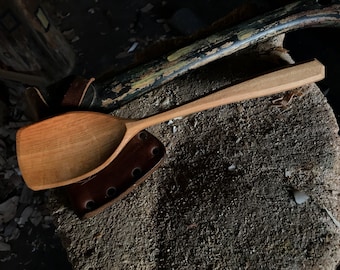 11" serving spoon, cooking spoon, hand carved wooden spoon