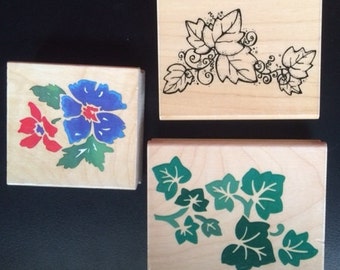 Flower and Ivy Leaves and vines stamps