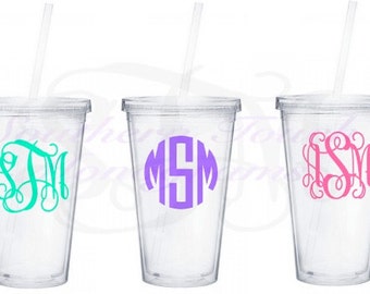 Monogrammed Double Wall Acrylic Tumbler