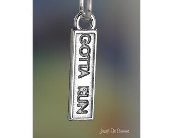 Sterling Silver Gotta Run Charm for Busy People or Runners Solid .925