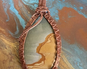 Picture jasper oxidized copper wire weave