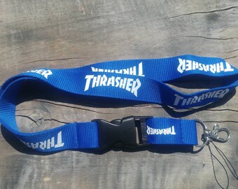 THRASHER Lanyard Blue with White Print High Quality