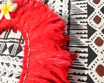 Schlappen feather- 4-6 inch length- red-chicken feathers, Polynesian Tahitian costume