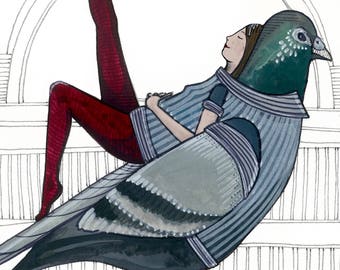 Girl with a Pigeon Print