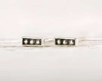 Silver Stud Earrings Sterling Silver Square Earrings Bohemian Jewelry - CST003SS