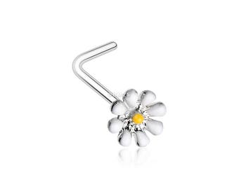 Dainty Adorable Daisy L-Shaped Nose Ring