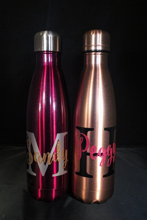 NEW S'well Colors -Big Initial and Name S'well Bottle W/ Glitter - Bridesmaids, Yoga, Teacher, Sorority Swell Bottle