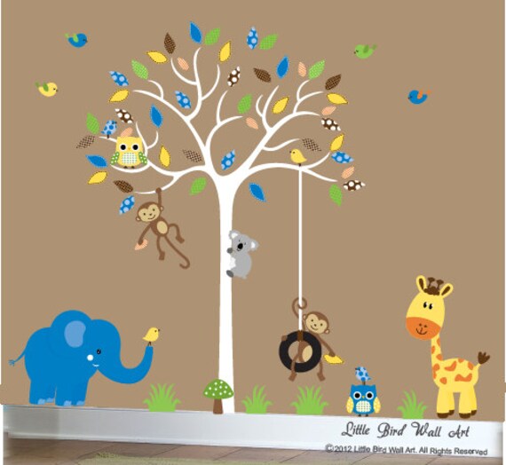 Wall decal tree baby wall decal sticker bright colors 023